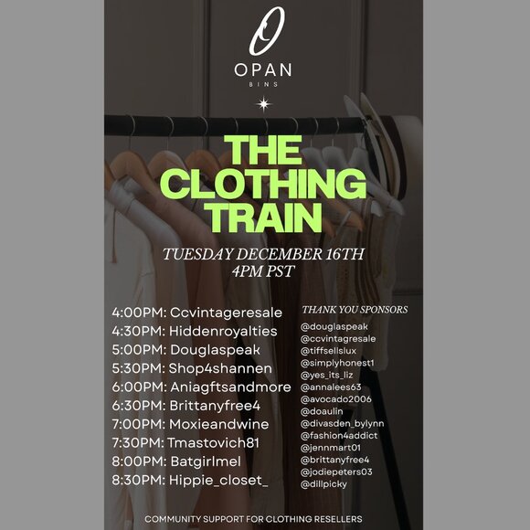 The Opan Bins Clothing Train | Tuesday DECEMBER 16th - Picture 1 of 5